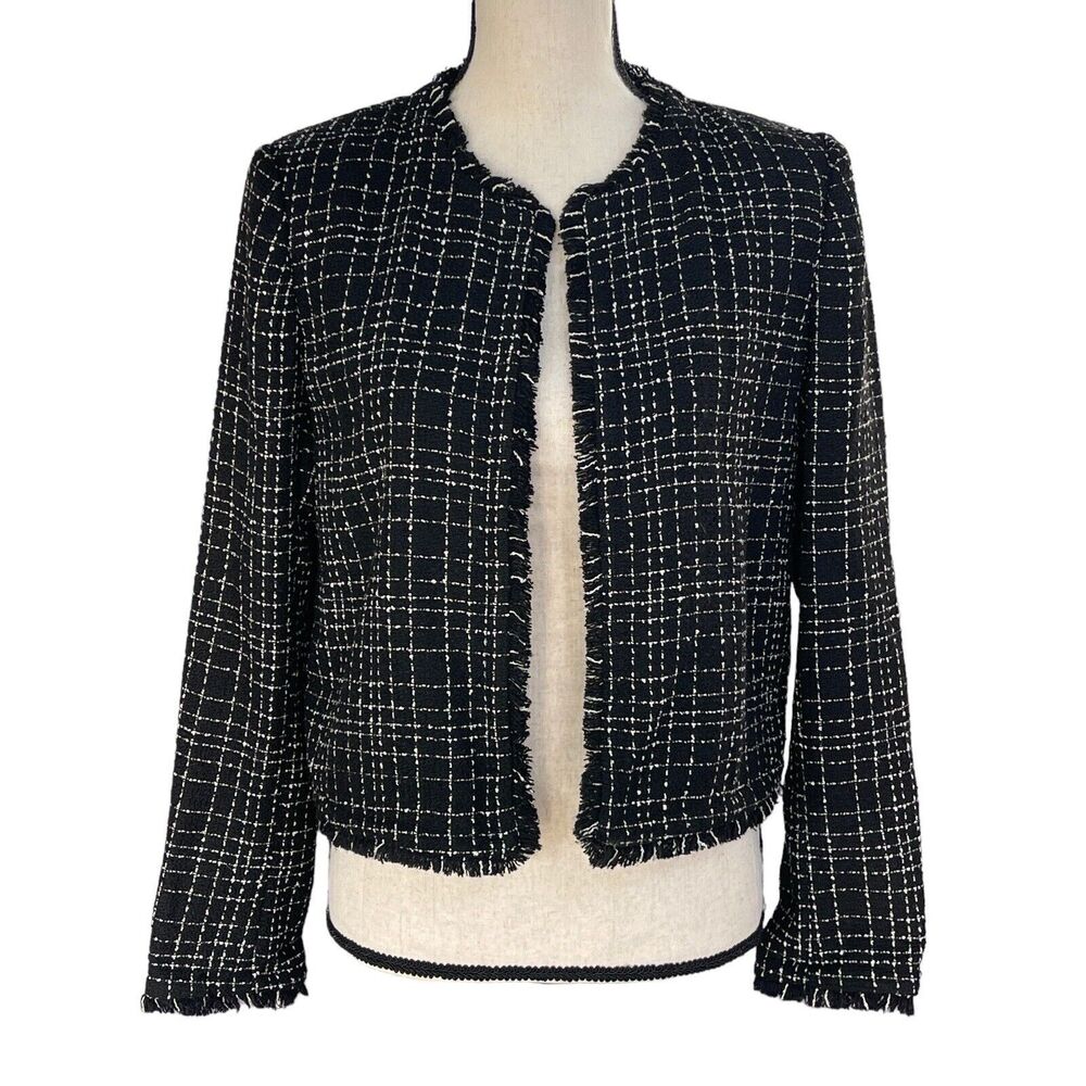 Calvin Klein SZ 6 Blazer Jacket Open Front Long Sleeve Pockets Unlined Womens